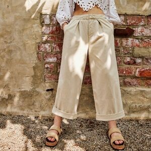 Free People Cream Wide-Leg Pants